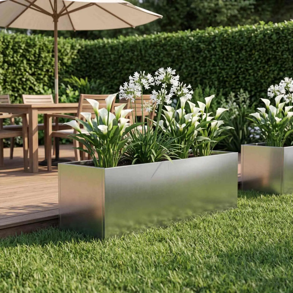 Vaso da giardino Argento 40 x 20 x 20 cm Acciaio Inox 8005142