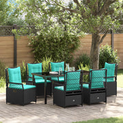 Set da Pranzo da Giardino in 7 Pezzi Rattan Polimerico Nero