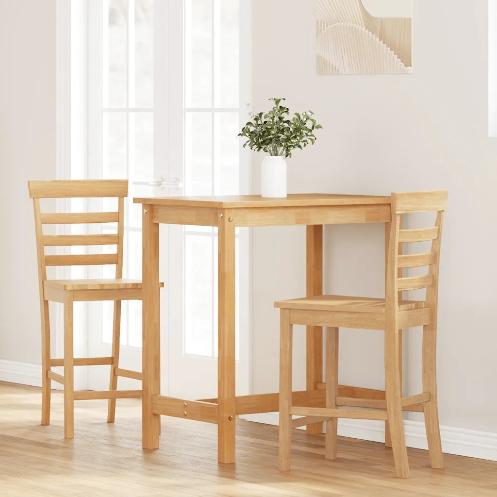 vidaXL Sgabelli da Bar 2 pz Naturale Legno Massello di Hevea