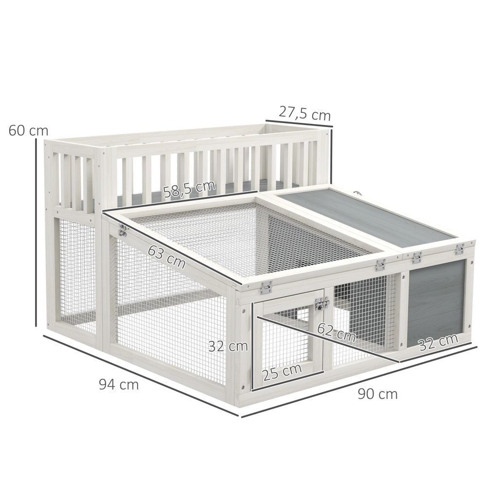 Gabbia per conigli in legno con ripiano per piante ¨C zephmum ¨C 94x90x60 cm