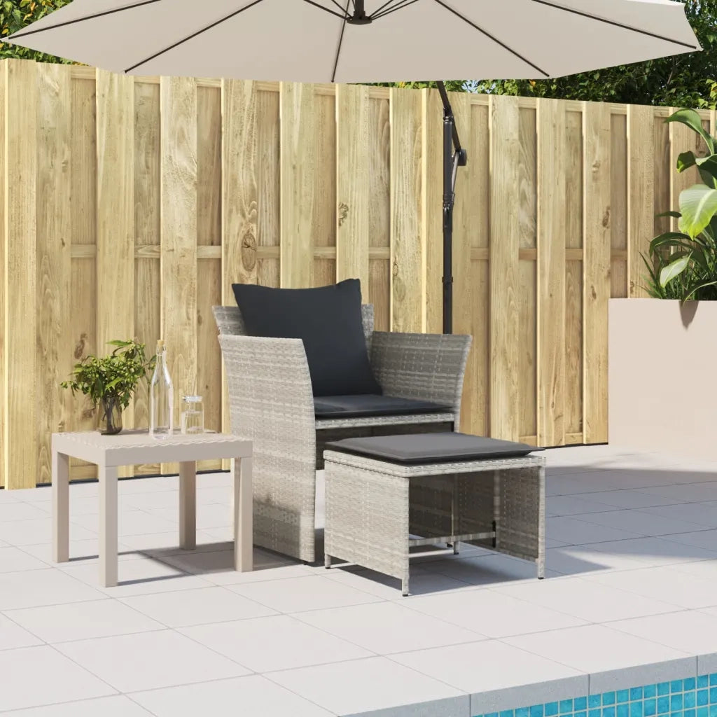 vidaXL Sedia da Giardino con Poggiapiedi in Polyrattan Grigio Chiaro