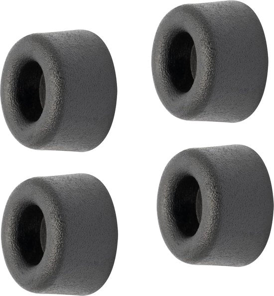 Set di fermagli per porte da 4, con 4 tampone in gomma nera Ø 18 x 10 mm, inclusi materiali di fissaggio