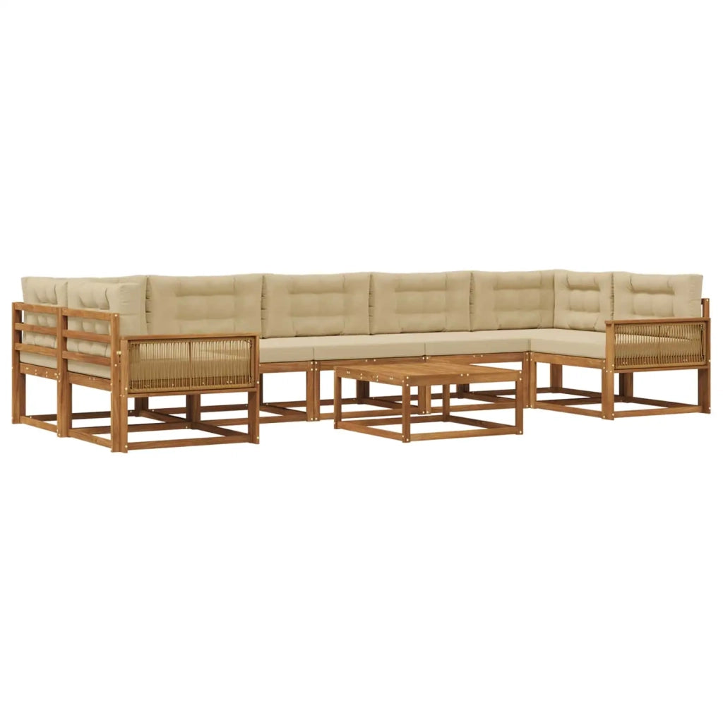 Set di divani da esterno con cuscino 8 pcs Naturale e Beige 3382431