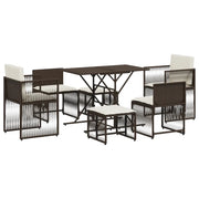 Set da Pranzo da Giardino 7pz | Set Salotto da Giardino con Cuscini in Polyrattan Marrone