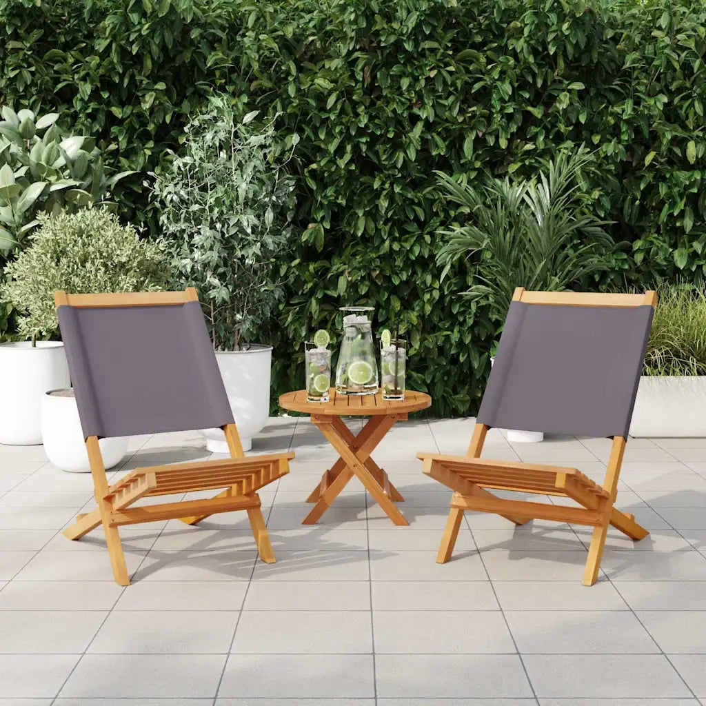 Sedie da Giardino 2pz Antracite Legno Massello Acacia e Tessuto