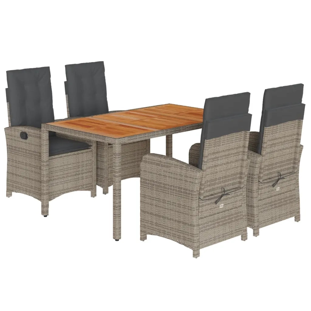 Set da Pranzo da Giardino 5 pz con Cuscini in Polyrattan Grigio 3212242