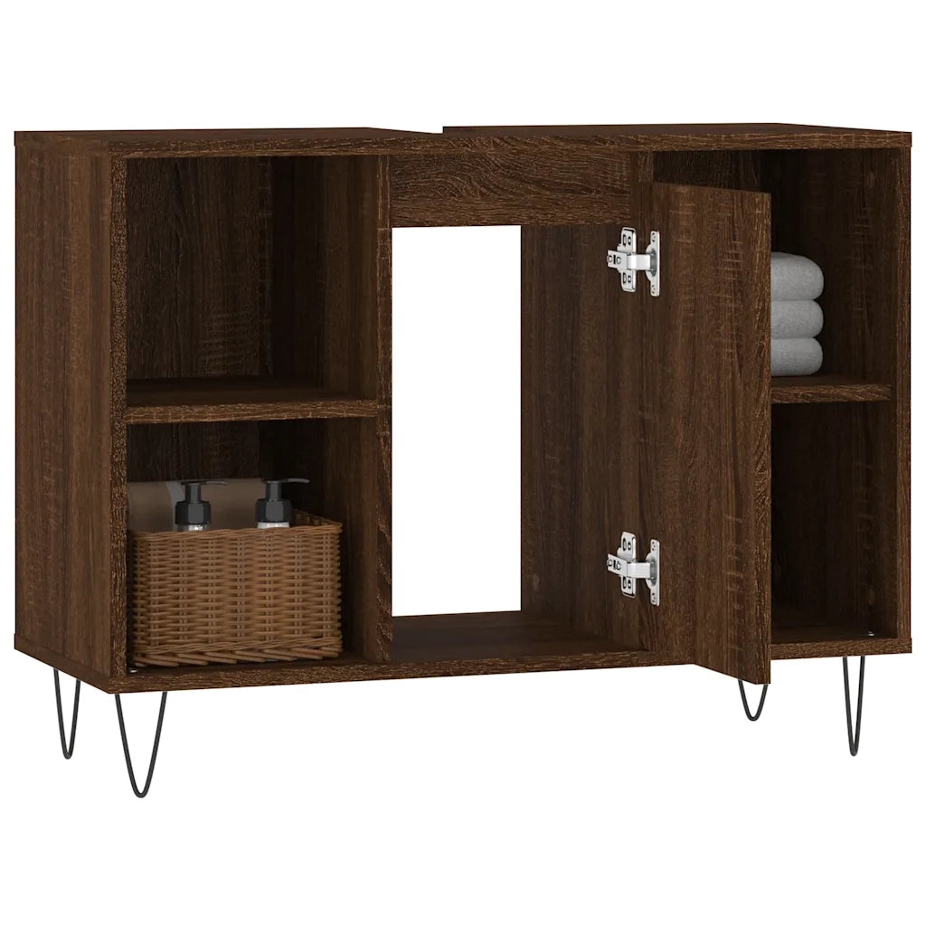 Armadietto Bagno Rovere Marrone 80x33x60cm in Legno Multistrato 831635