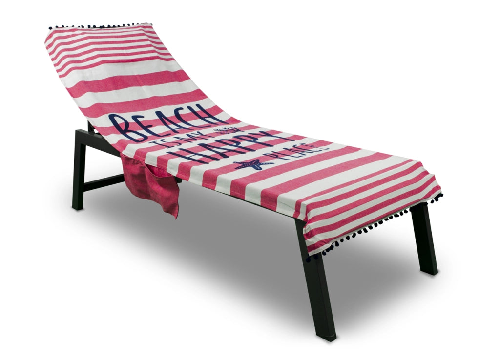 Telo Mare Lettino Spiaggia Piscina Con Cuscino E Tasche Happy Place Coral