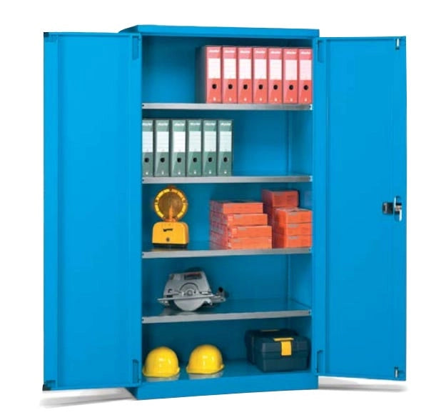 Armadio metallico alta portata per attrezzature a porte battenti con 4 piani cm. 102,3x55,5x200h