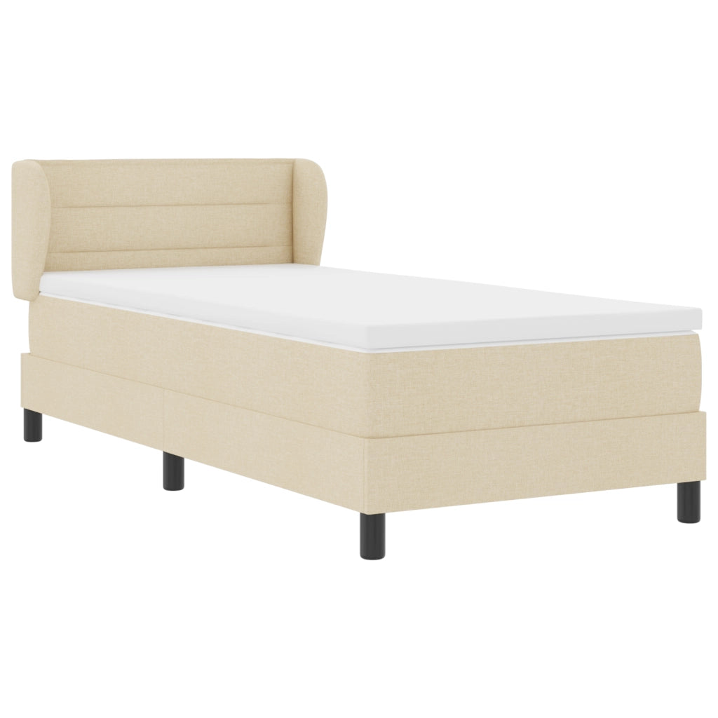 Letto Box Spring con Materasso in Crema - 90x190 cm Tessuto