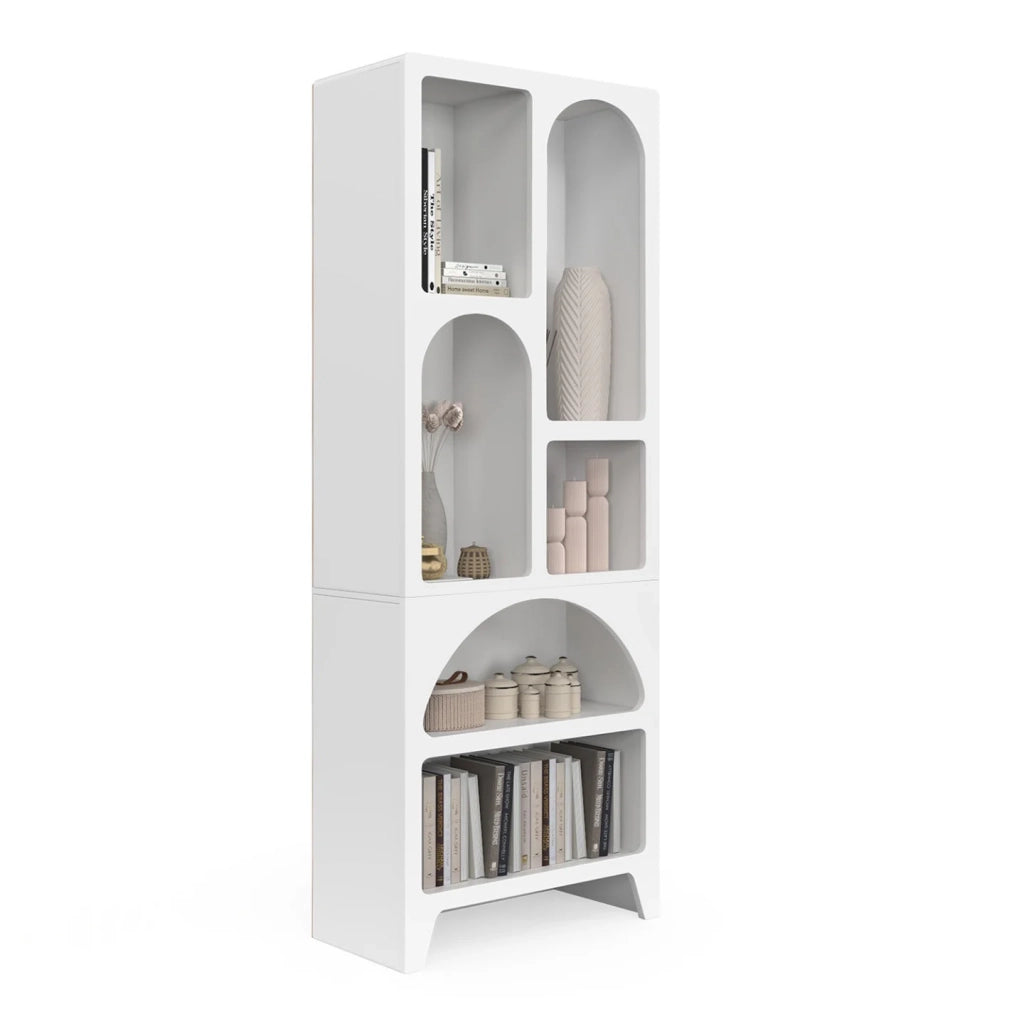 IDMarket - Libreria organica ALESIA con 6 scomparti in legno bianco