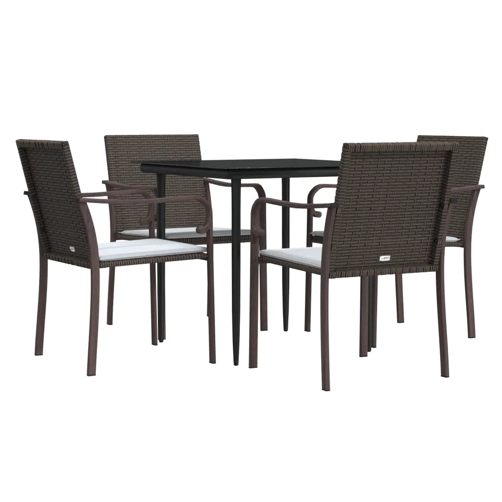 Set Pranzo da Giardino 5pz con Cuscini in Polyrattan e Acciaiocod mxl 101298