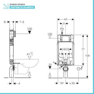 Geberit Combifix Sigma8 modulo con cassetta di scarico per installazione WC sospesi