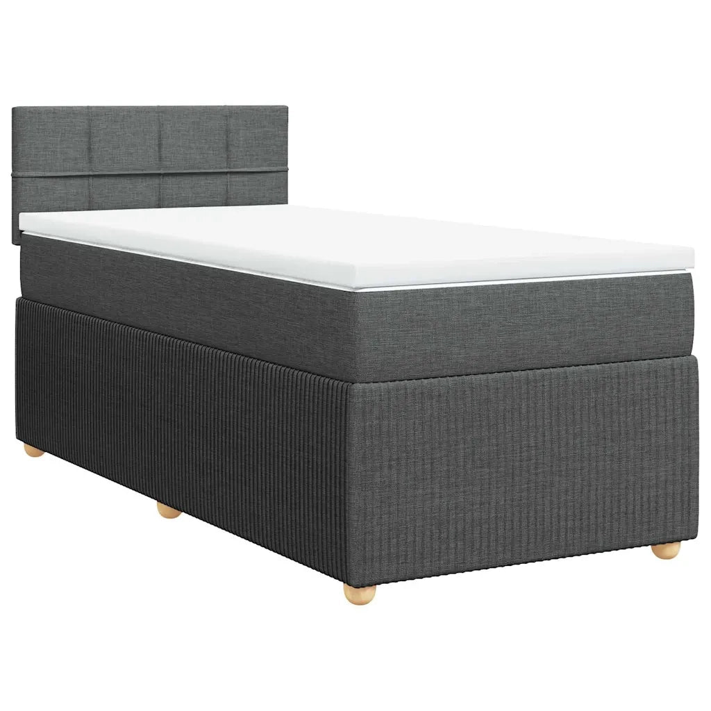 Giroletto a Molle con Materasso Grigio Scuro 90x190 cm Tessuto