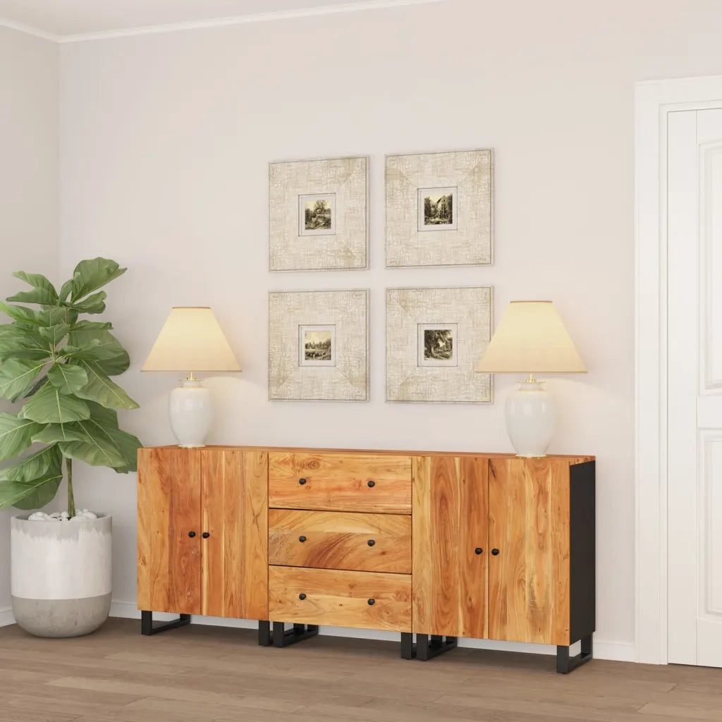 Credenze 3 pz in Legno Massello di Acacia cod mxl 15910