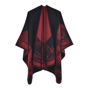 Mantella divisa ispirata al design Stylewave, ampio scialle da donna, calda mantella double-face.