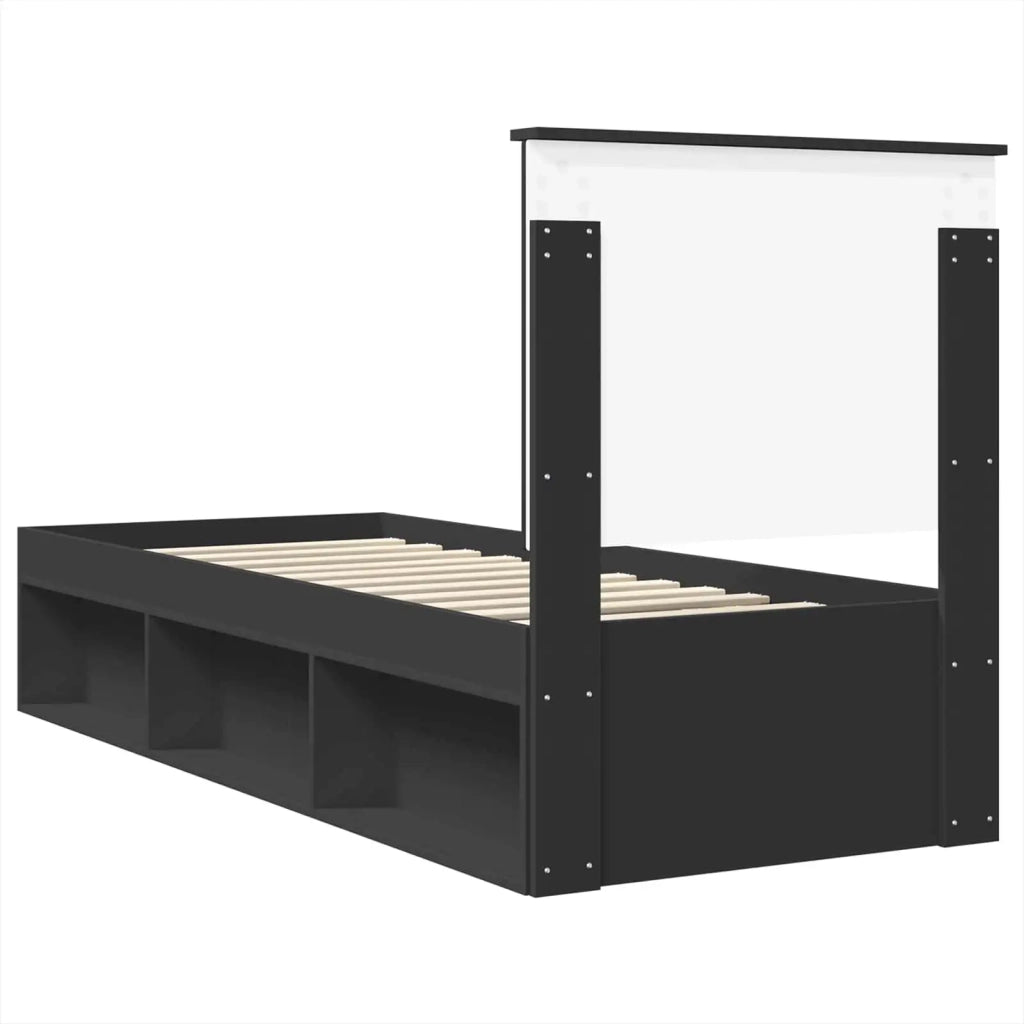 Struttura del letto con testiera Nero 75 x 190 cm Pino massello 3411074
