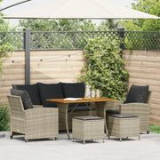 Set Divano da Giardino 6pz con Cuscini Grigio Chiaro Polyrattan