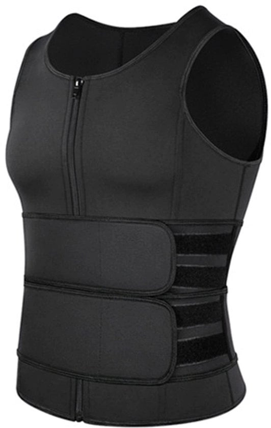 Vestone per la formazione del corpo - Saunavest per la formazione del corpo - Ademend vestone per la fitness - Nero L - Brucia grassi - Posizione corretta del corpo - Adatto per uomini