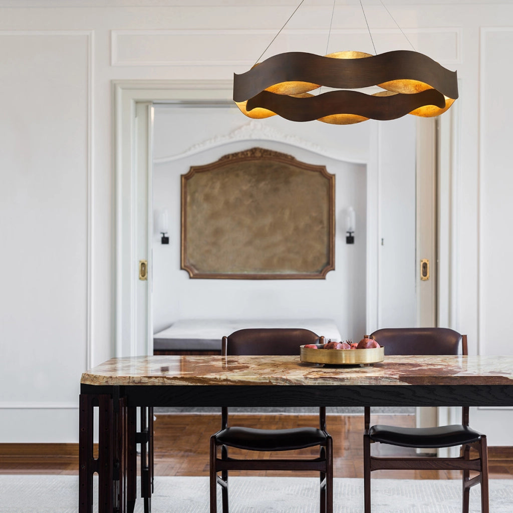 Lampada sospesa moderna tonda Ø85 bronzo oro LED 105W Vaughan