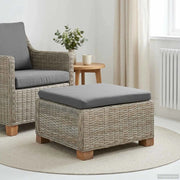 Poggiapiedi con Cuscino GENDT Rattan naturale Grigio Kubu 42034395