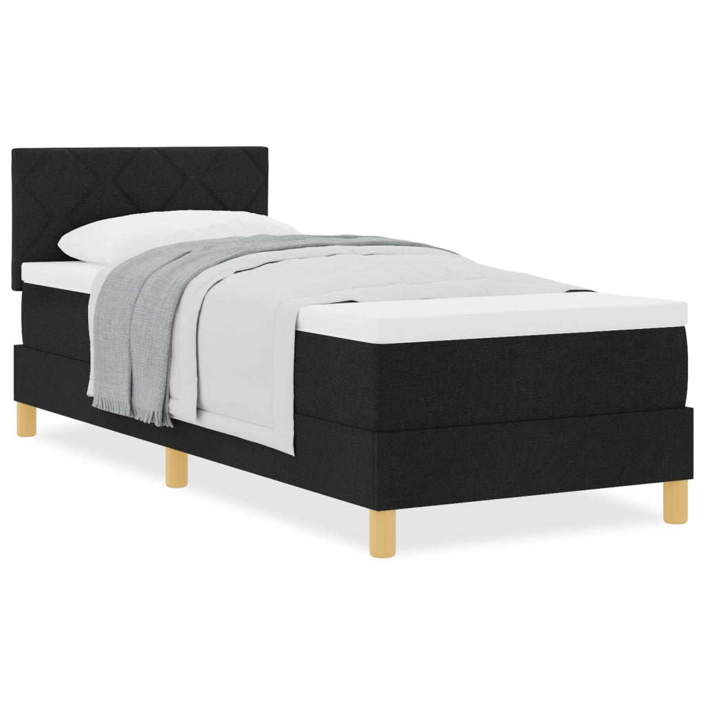 Letto con Box Spring e Materasso Nero 80x200 cm Tessuto