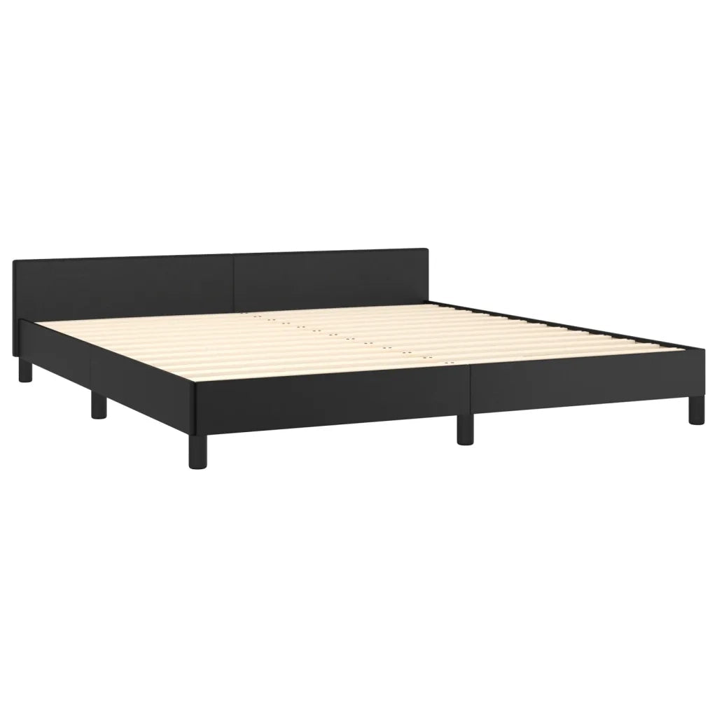 Giroletto con Testiera-Struttura Letto con testiera Nero 180x200 cm in Similpelle 188342