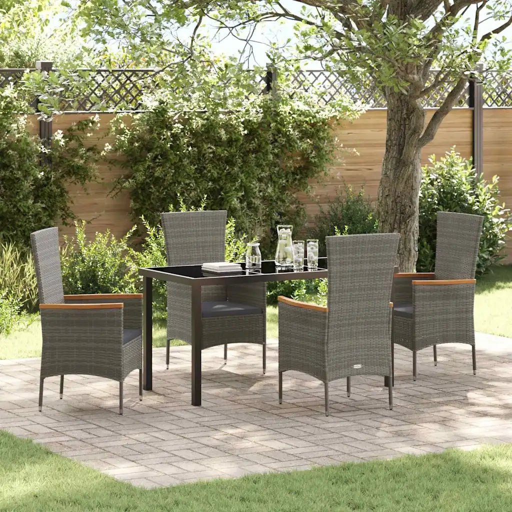 Set da Pranzo per Giardino con cuscino 5 pcs Grigio