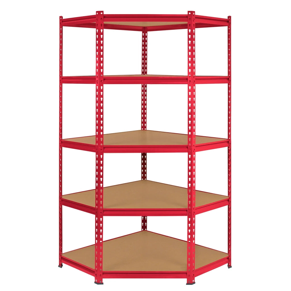 Set Scaffali Metallici ad Angolo 3 Pezzi 90x45x183 cm 5 Ripiani Rosso