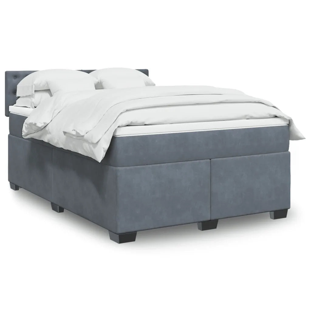 Giroletto a Molle con Materasso Grigio Scuro 160x200 cm Velluto 3288667