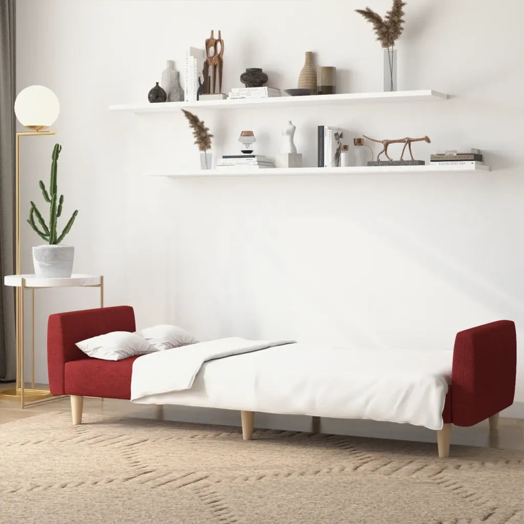 Divano Letto a 2 Posti Rosso Vino in Tessuto 375790