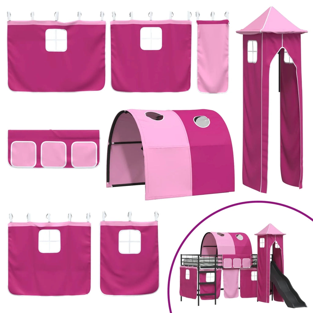 Struttura del letto loft per bambini-Giroletto per bambini Nero e rosa 80 x 200 cm 628141