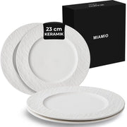 Set di 4 piatti da tavola in ceramica da 23 cm, servizio da tavola - piatti moderni, resistenti a microonde e lavastoviglie - Collezione Oasis