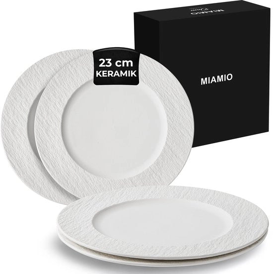 Set di 4 piatti da tavola in ceramica da 23 cm, servizio da tavola - piatti moderni, resistenti a microonde e lavastoviglie - Collezione Oasis