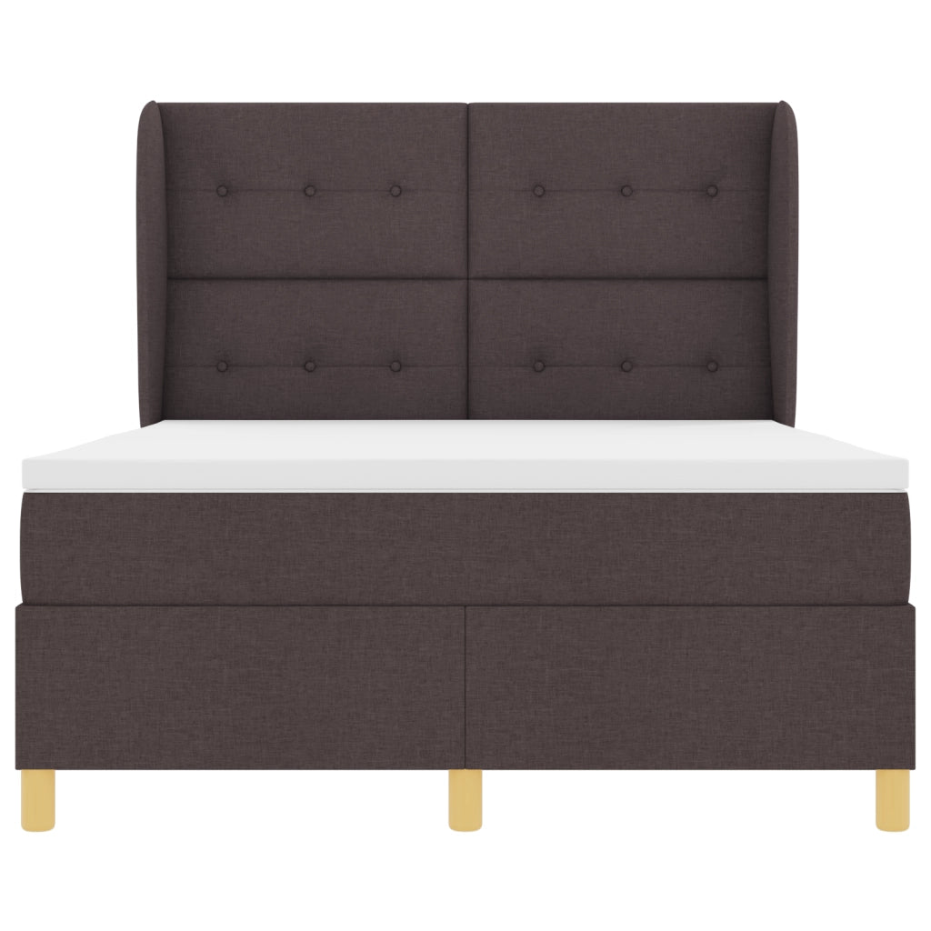 Letto a Box con Materasso Marrone Scuro 140x200 cm Tessuto