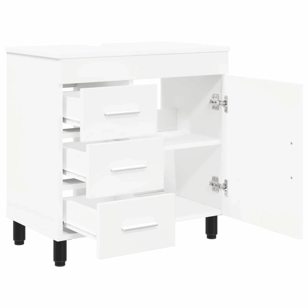 Mobiletto da bagno Bianco 60 x 35 x 60 cm Legno ingegnerizzato