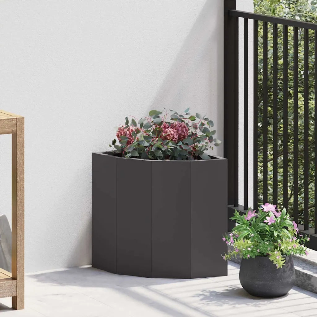 Fioriere | Cassetta per fiori | Vaso d'angolo Nero 30 x 30 x 35 cm Acciaio