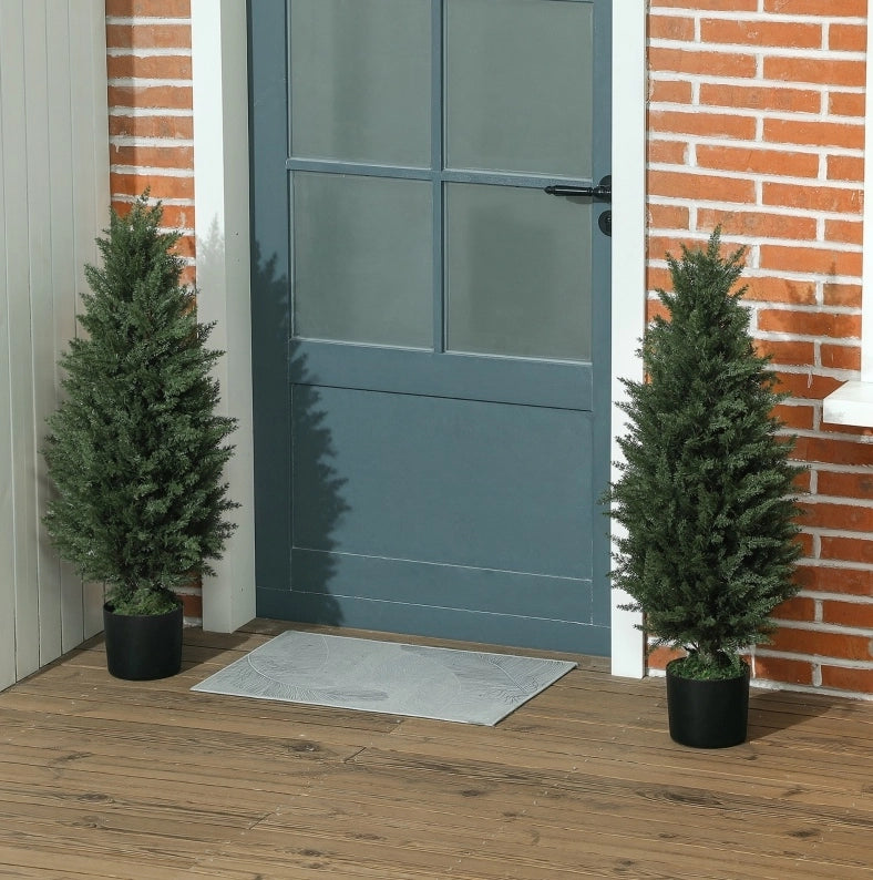 2 cipressi artificiali 90 cm in plastica verde, resistenti ai UV, interno/esterno