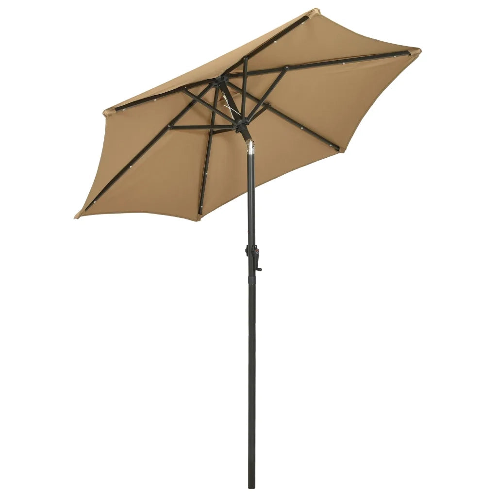 Ombrellone da Giardino con LED Tortora 200x211 cm in Alluminio 313560