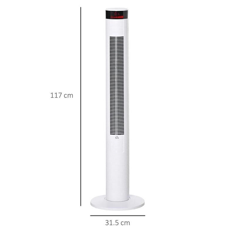 VENTILATORE A COLONNA CON 3 VELOCITÀ E 4 MODALITÀ, TIMER DI 12 H, PANNELLO LED E TELECOMANDO, BIANCO