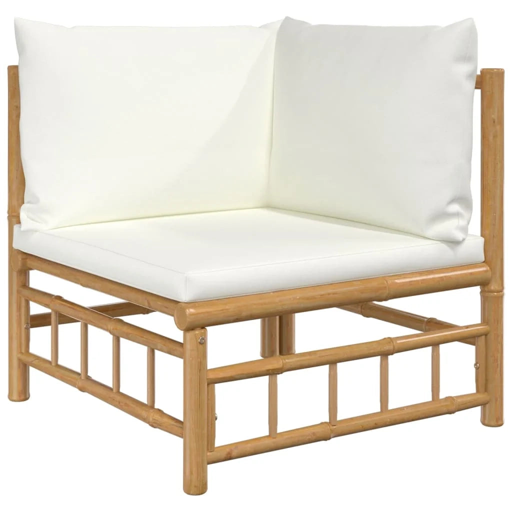 Set di mobili da giardino mobili da esterno 6 pezzi con cuscini bambù bianco crema 02_0016637
