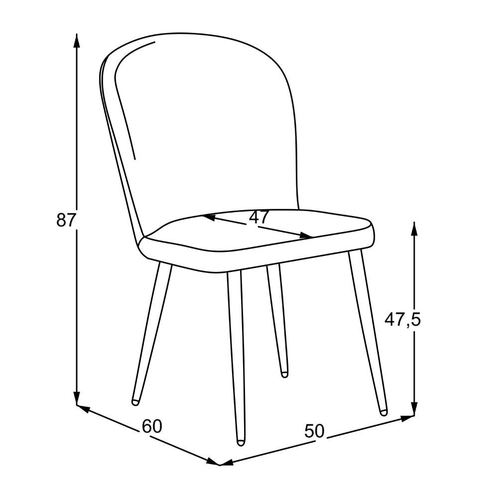 Set 4 Sedie Barka in tessuto grigio con piedi neri – Comfort morbido e design