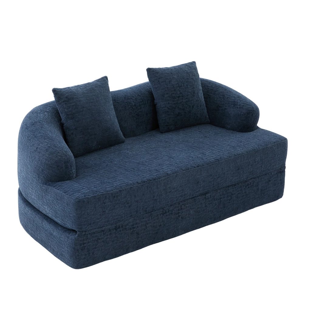 Divano letto 2 posti pieghevole in ciniglia blu navy HOMVRA