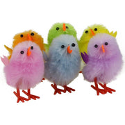 Trade Shop - Set 6 Pezzi Pulcini Peluche Colorati Decorazione Addobbo Pasqua Pasquali -