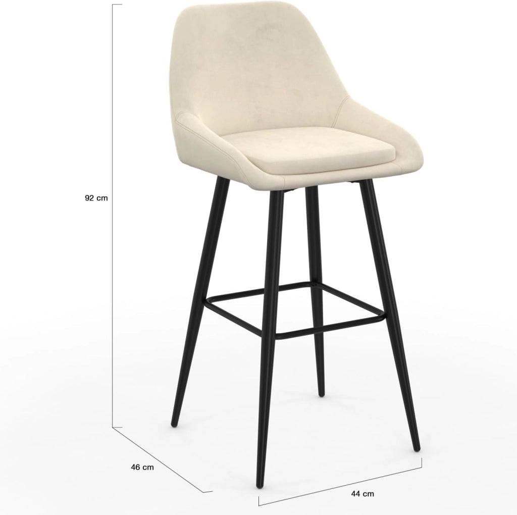 Set di 4 sgabelli da bar THALYA in velluto misto grigio scuro, terracotta x2, beige con mezzi braccioli