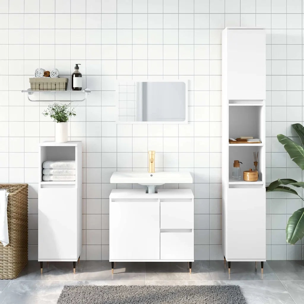 Armadietto da Bagno | Armadio da bagno Bianco 65x33x60 cm in Legno Multistrato