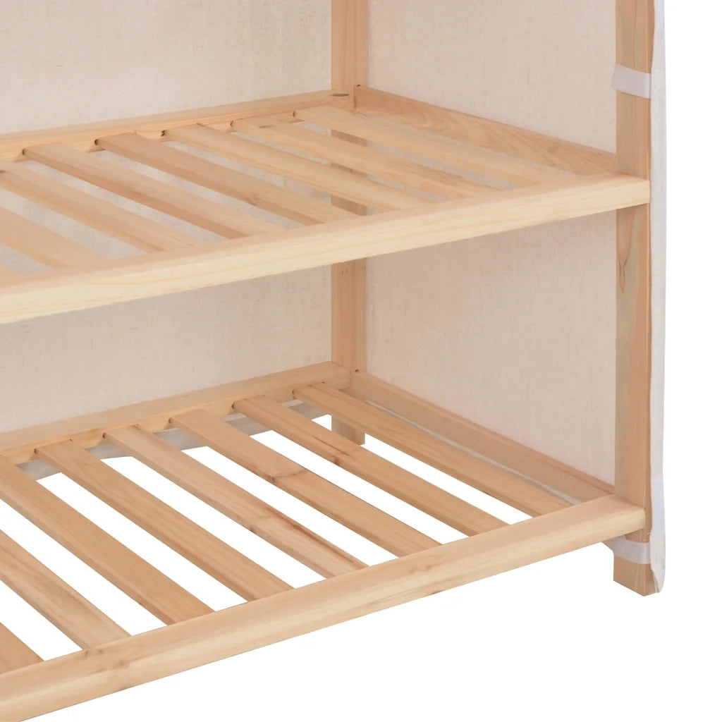 Scarpiera con Rivestimento-Scaffale per scarpe Bianca 79x40x80 cm in Tessuto