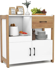 Credenza da Cucina, Mobile Moderno con Cassetto, Ripiano Estraibile e 2 Ante, Credenza Salvaspazio in Legno per Sala da Pranzo, Soggiorno, Camera da Letto e Appartamento, 82 x 40 x 81 cm
