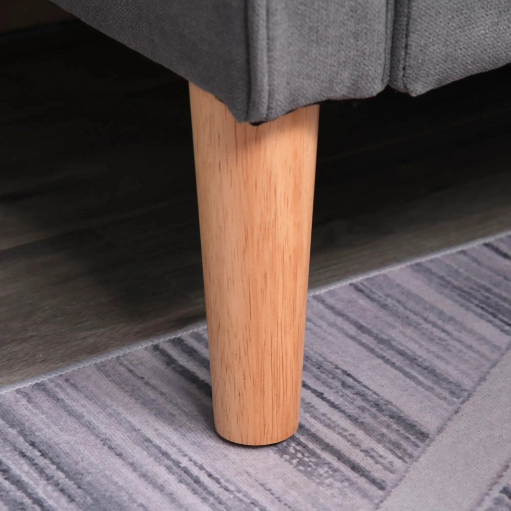 Divano a 2 posti in poliestere con vano contenitore e schienale capitonné per salotto grigio 117 × 62 × 78 cm