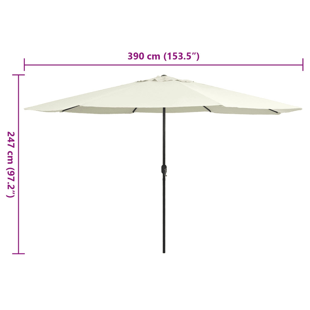 Ombrellone da Giardino con Palo in Metallo 390 cm Bianco Sabbia 47378